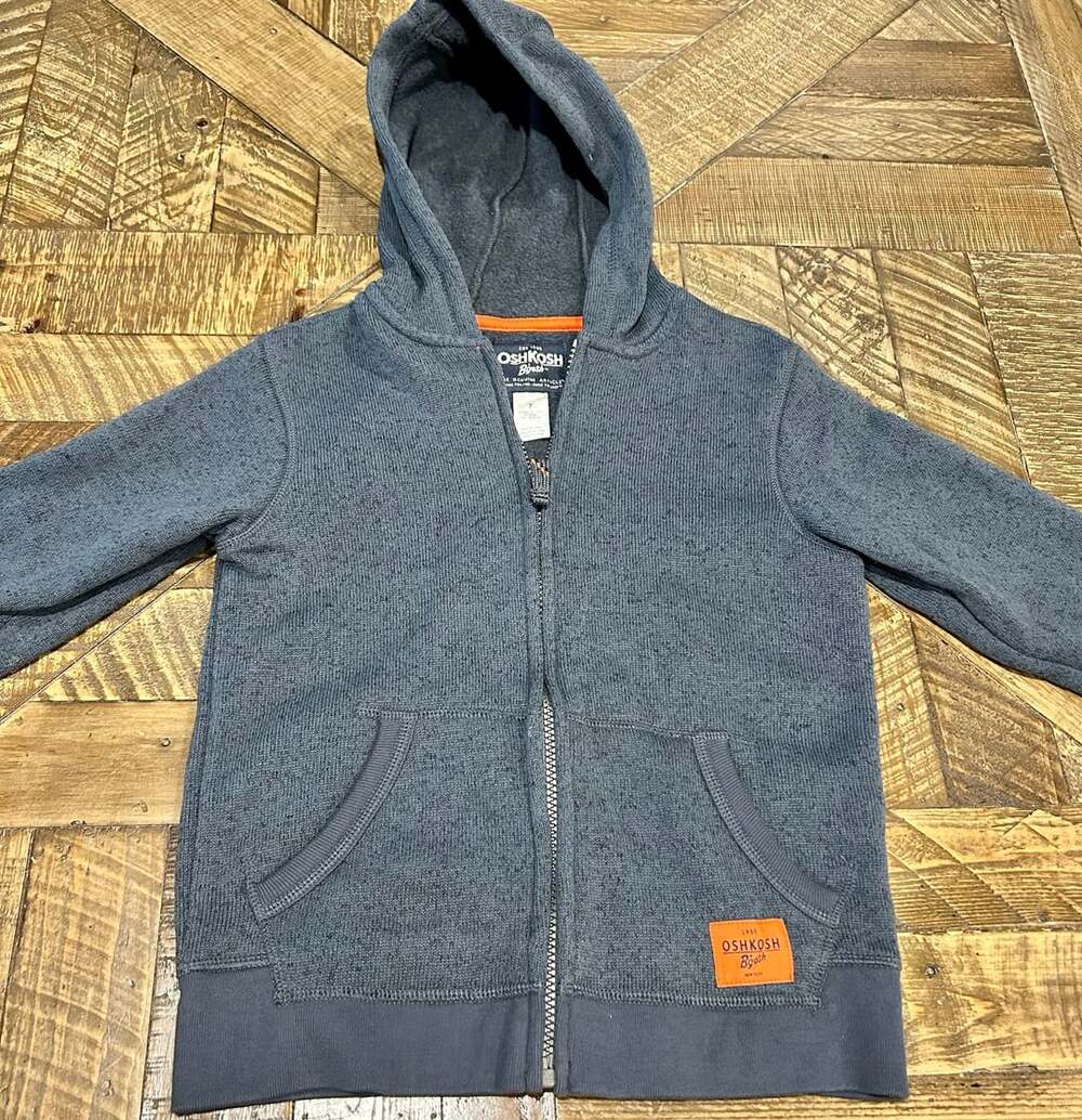 OshKosh B'gosh Hoodie Size 7 Blue Full Zip Sherpa Lined Jacket
